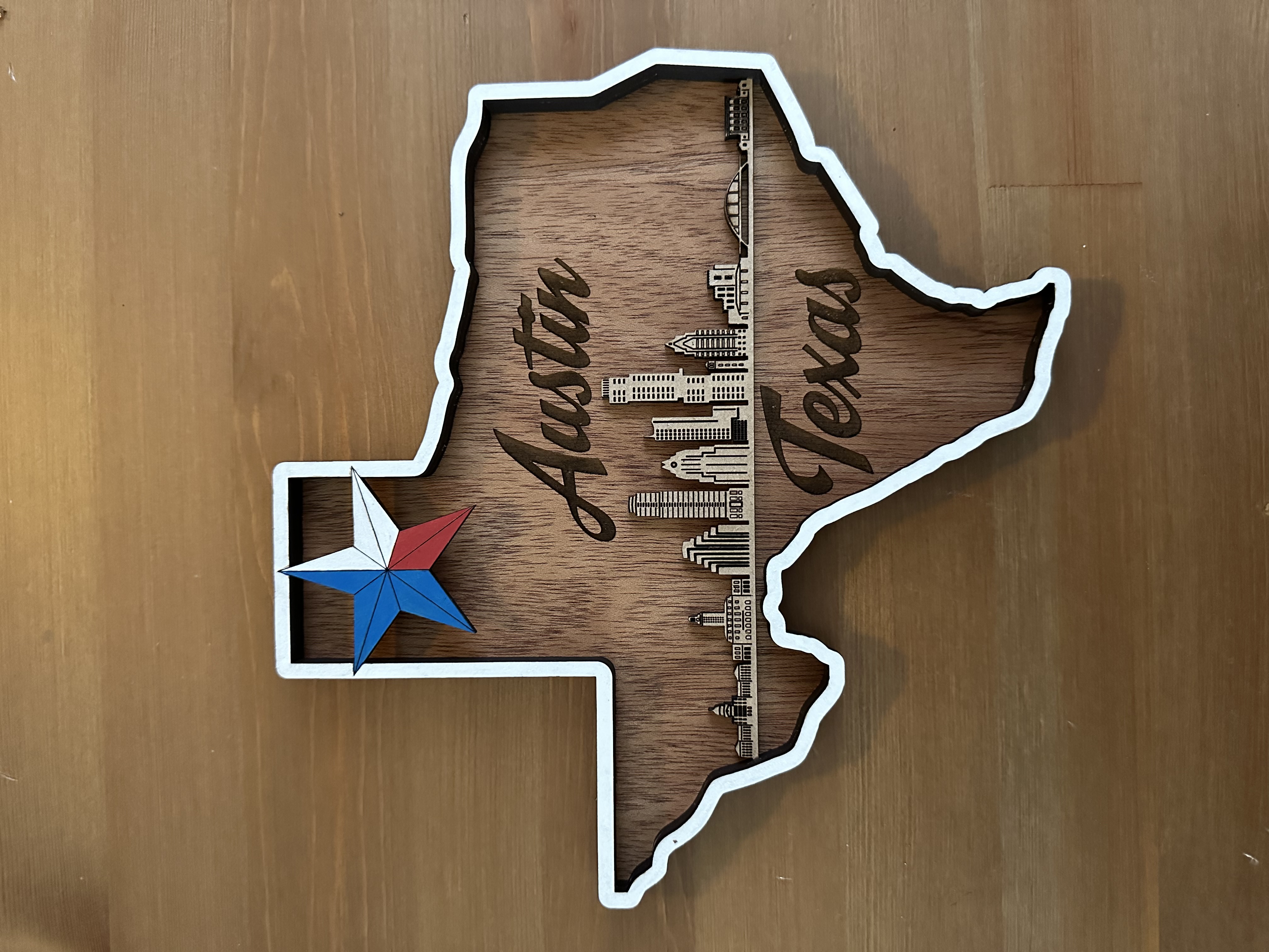 Austin Texas texas outlined wall hanger